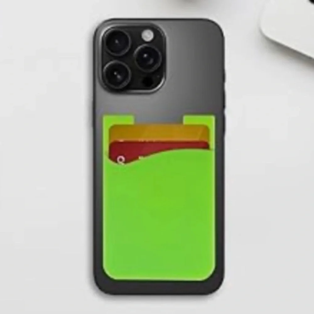 💞 New Green Adhesive Silicone Card Holder Sleeve for Smartphones